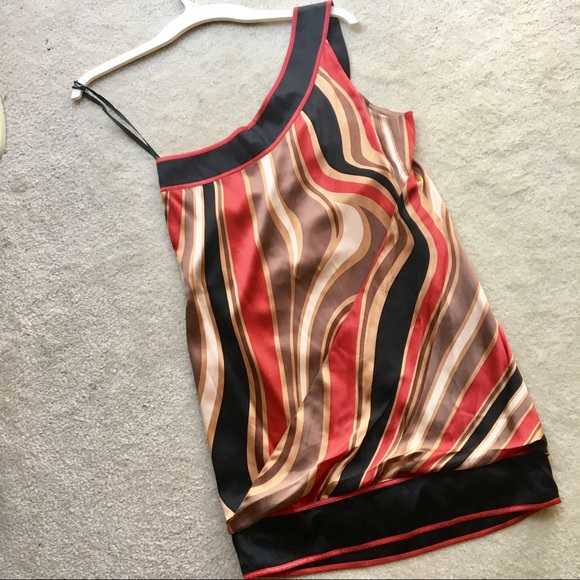 Bebe Silk One-Shoulder Dress with sash - Picture 4 of 7