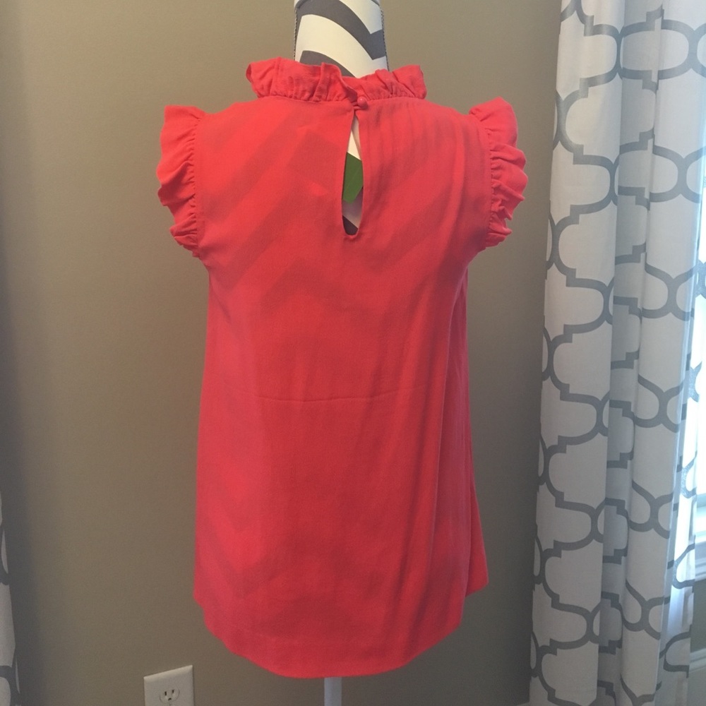 🚫SOLD🚫NWT Kate Spade grace ruffle top in coral - Picture 2 of 6