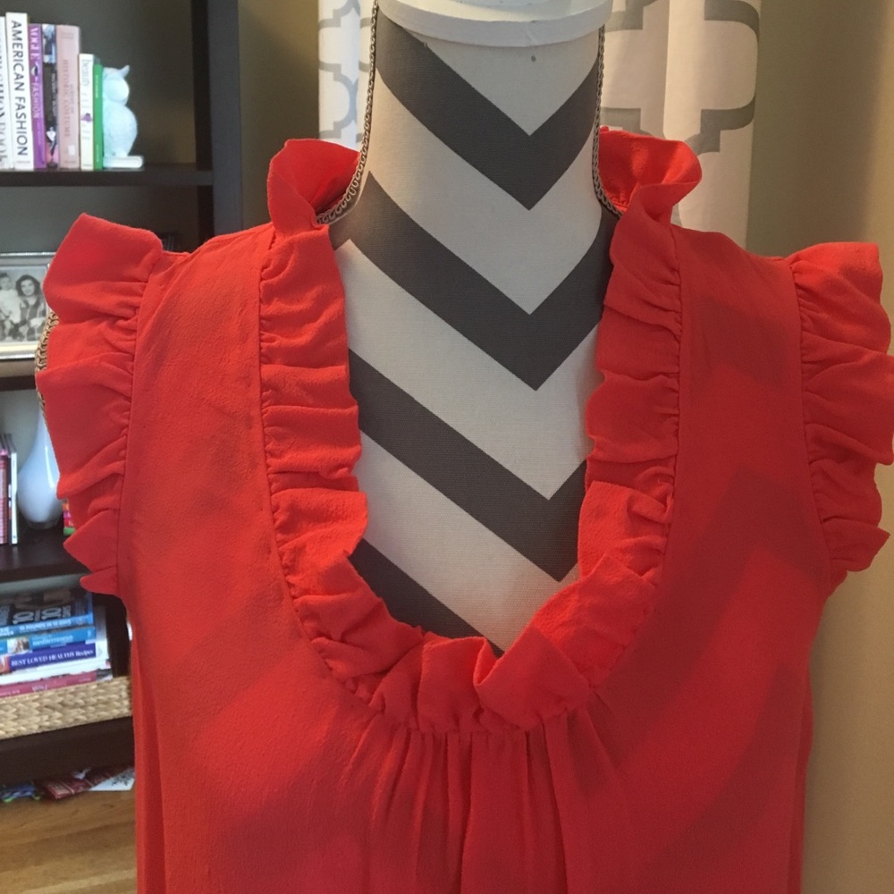 🚫SOLD🚫NWT Kate Spade grace ruffle top in coral - Picture 4 of 6