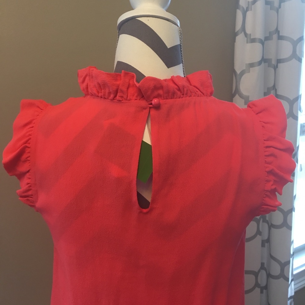 🚫SOLD🚫NWT Kate Spade grace ruffle top in coral - Picture 5 of 6