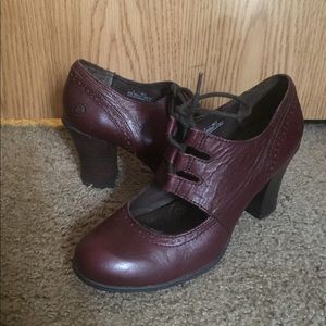 Born dark red lace up heels