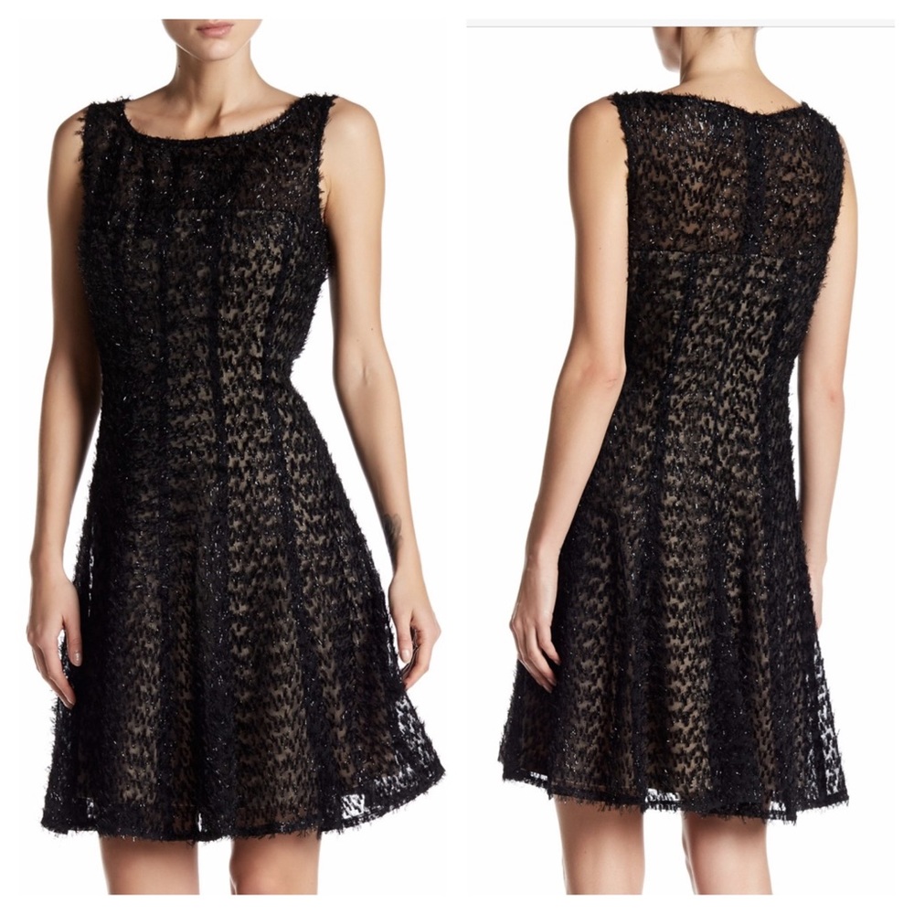 Fit and Flare Metallic Fringe Dress