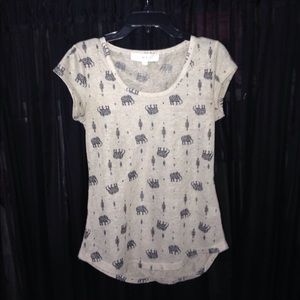 Tan and black, elephant/ tribal pattern, t-shirt