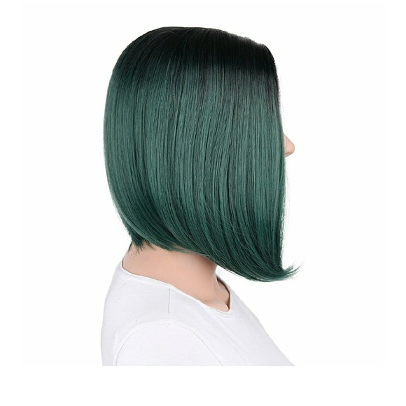 Ombre Black Green Wig main image 6