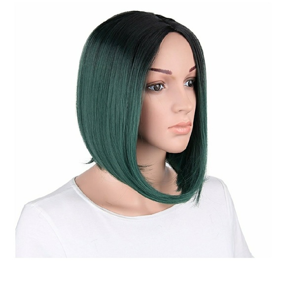 Ombre Black Green Wig main image 4