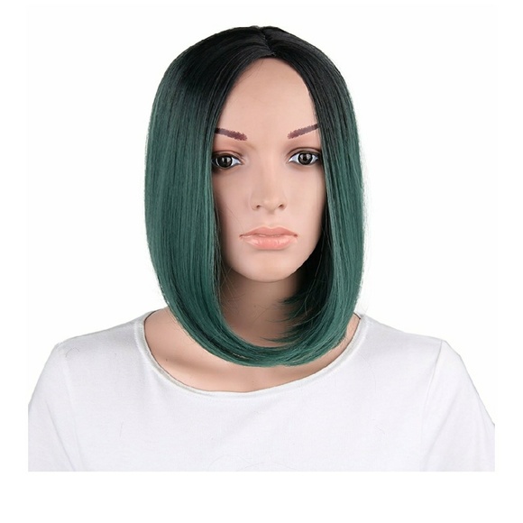 Ombre Black Green Wig
