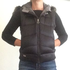 puffy vest with fur hood