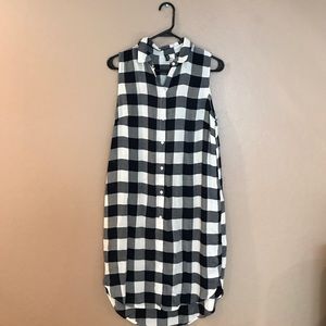 H&m navy white checkered plaid shirtdress