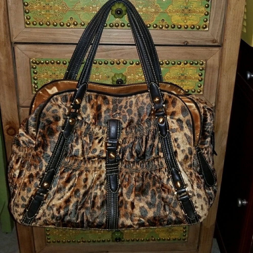 Large leopard print tote