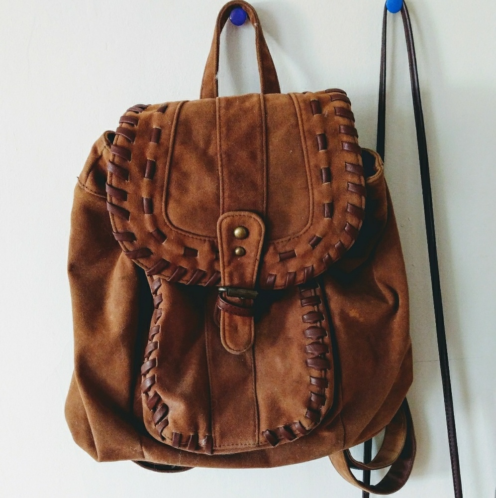 Faux Suede Backpack