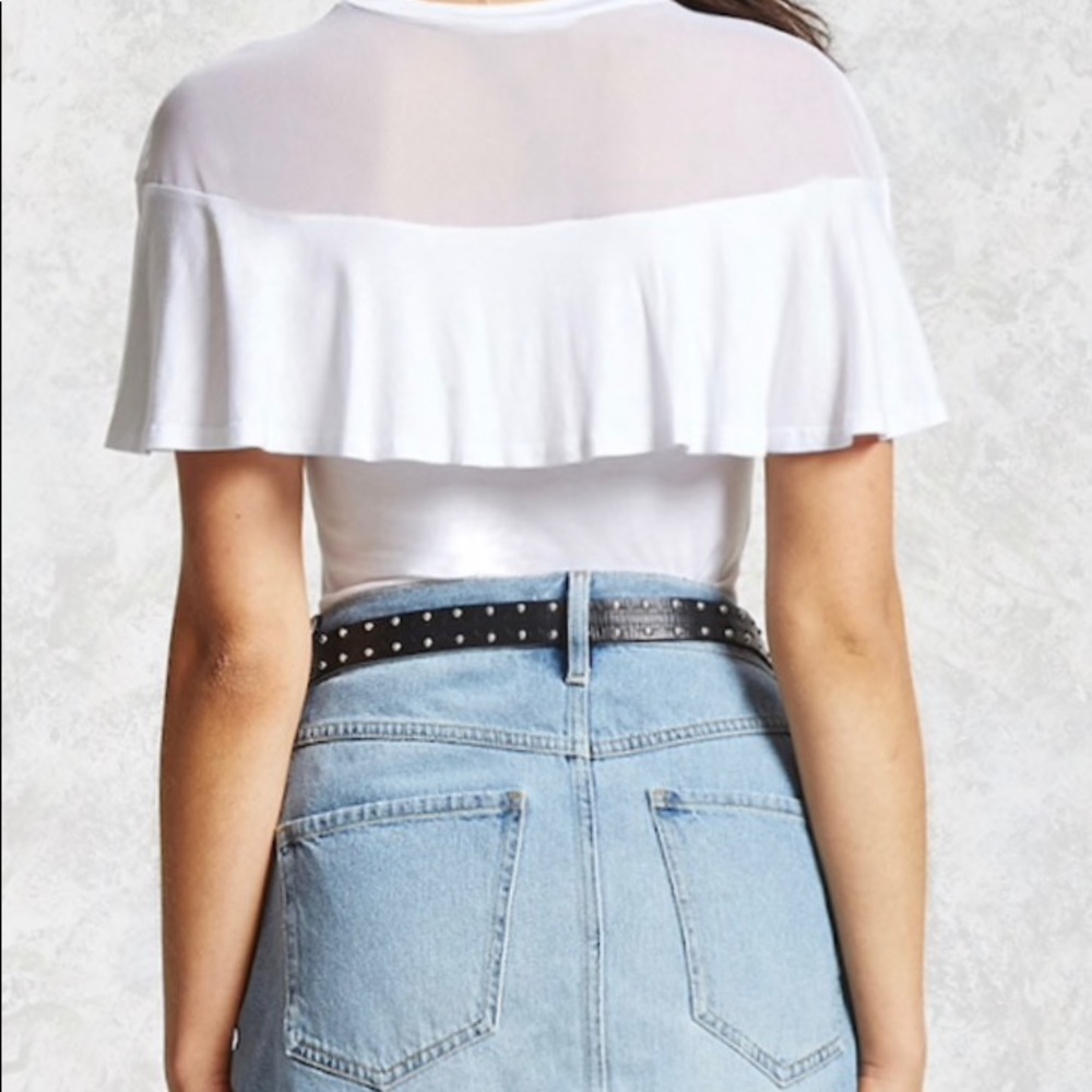 SHEER MESH FLOUNCE TOP - Picture 2 of 6