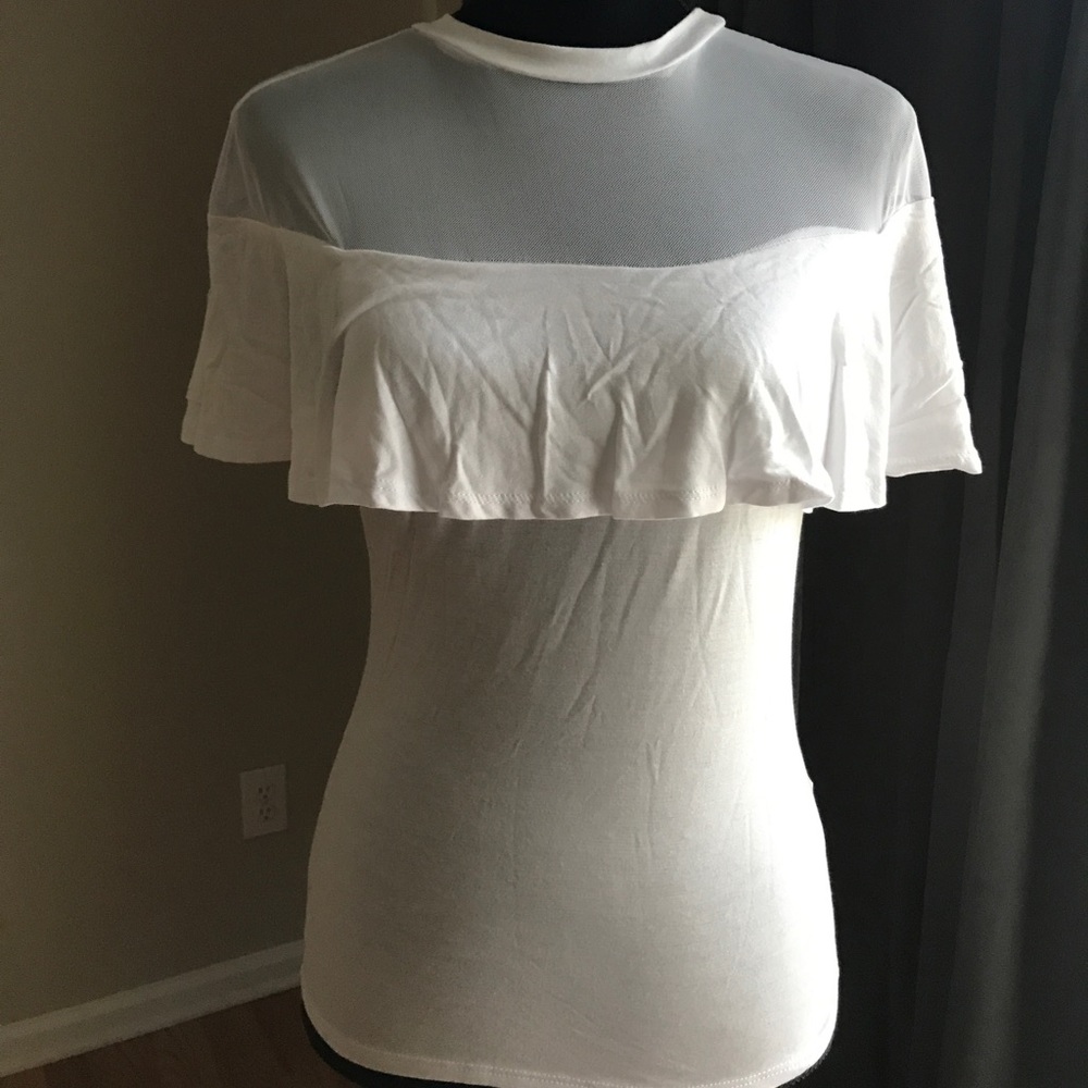 SHEER MESH FLOUNCE TOP - Picture 4 of 6