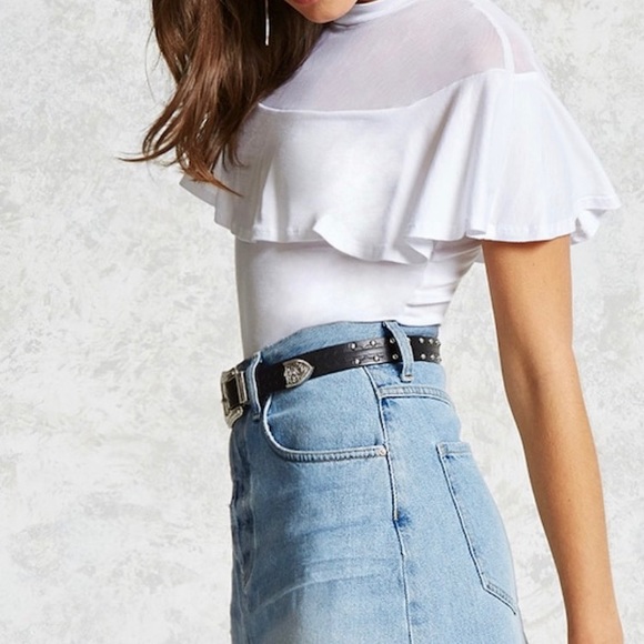 SHEER MESH FLOUNCE TOP - Picture 3 of 6