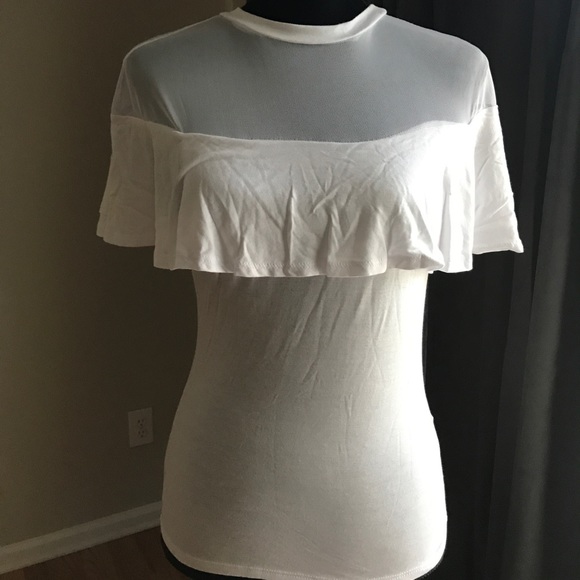 SHEER MESH FLOUNCE TOP - Picture 4 of 6