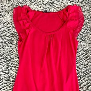 Express pink shirt with ruffled sleeves