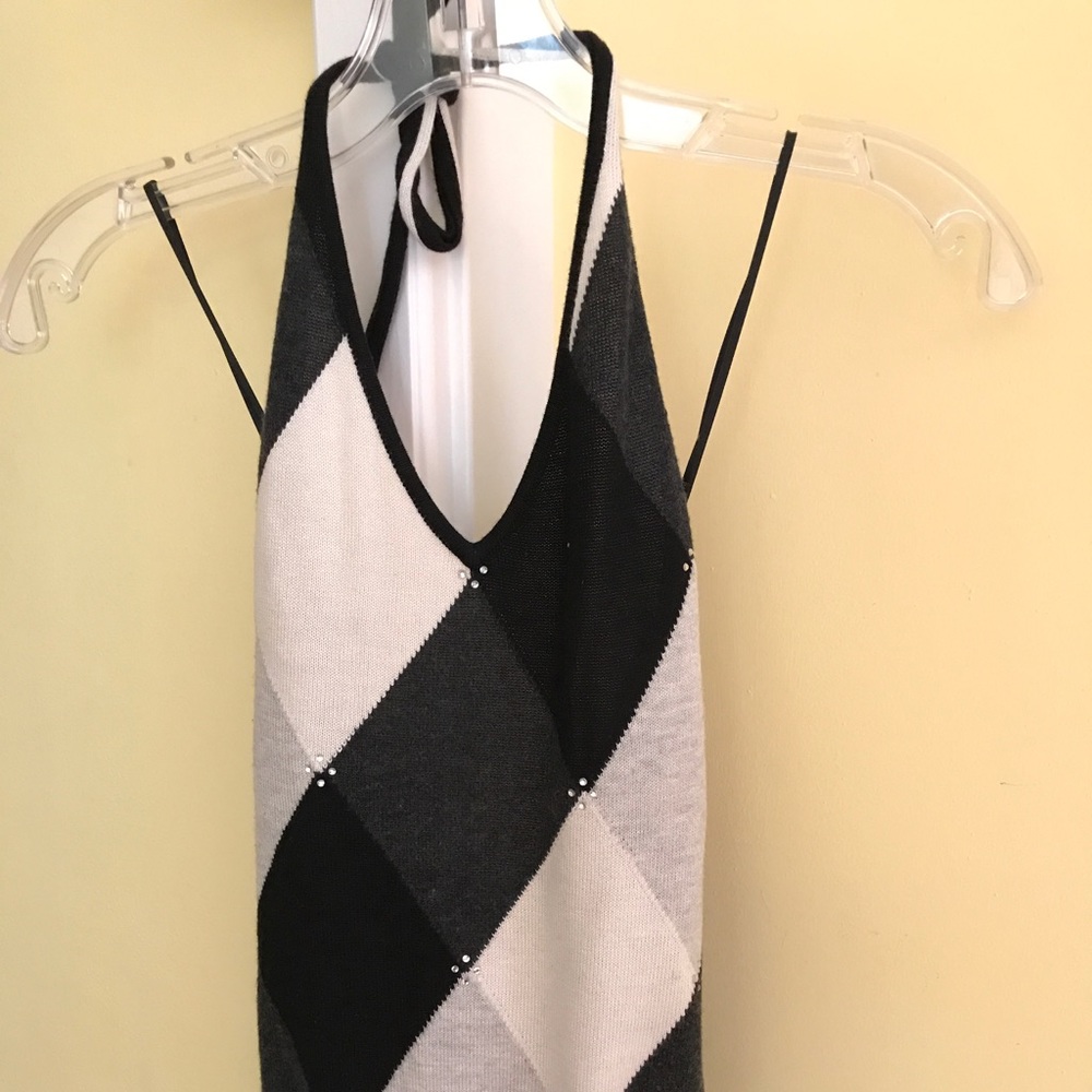 The limited Checkered w/rhinestone halter top