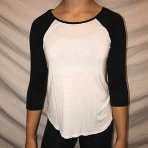 White and black baseball tee