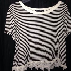 Black/Cream crop top with flower detailing