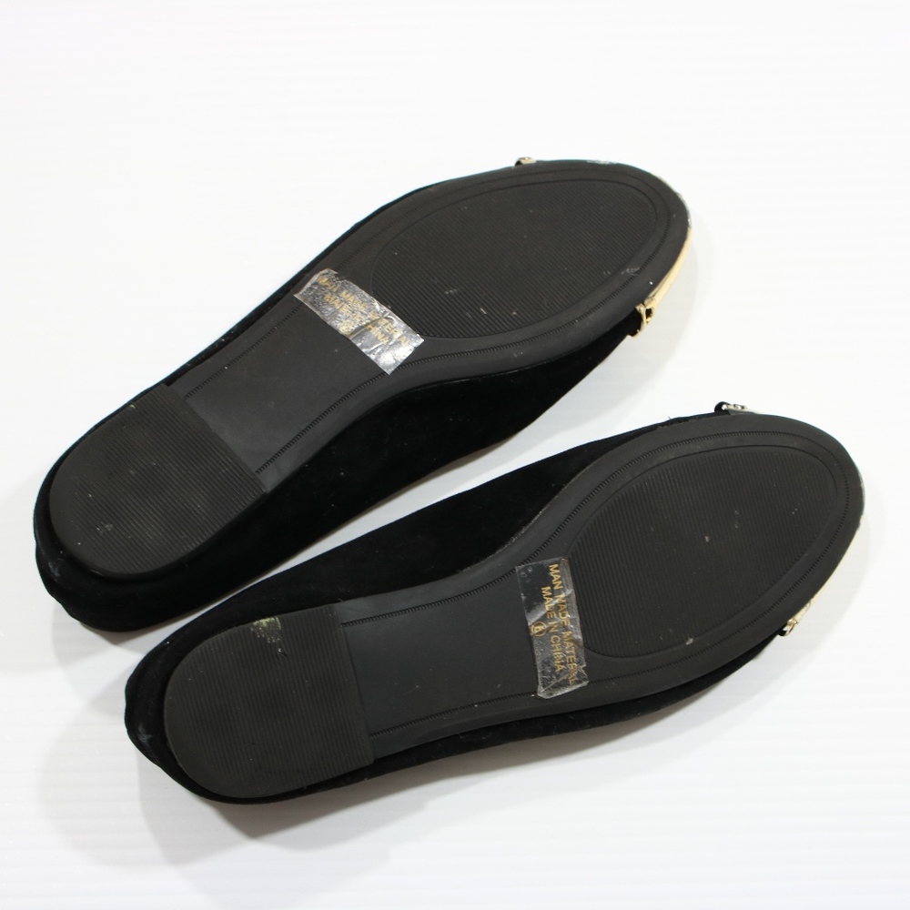 Black and Gold Faux Suede Flats Size 6 - Picture 6 of 6