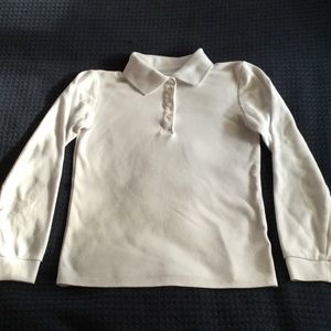 Girl's school uniform long sleeve white polo