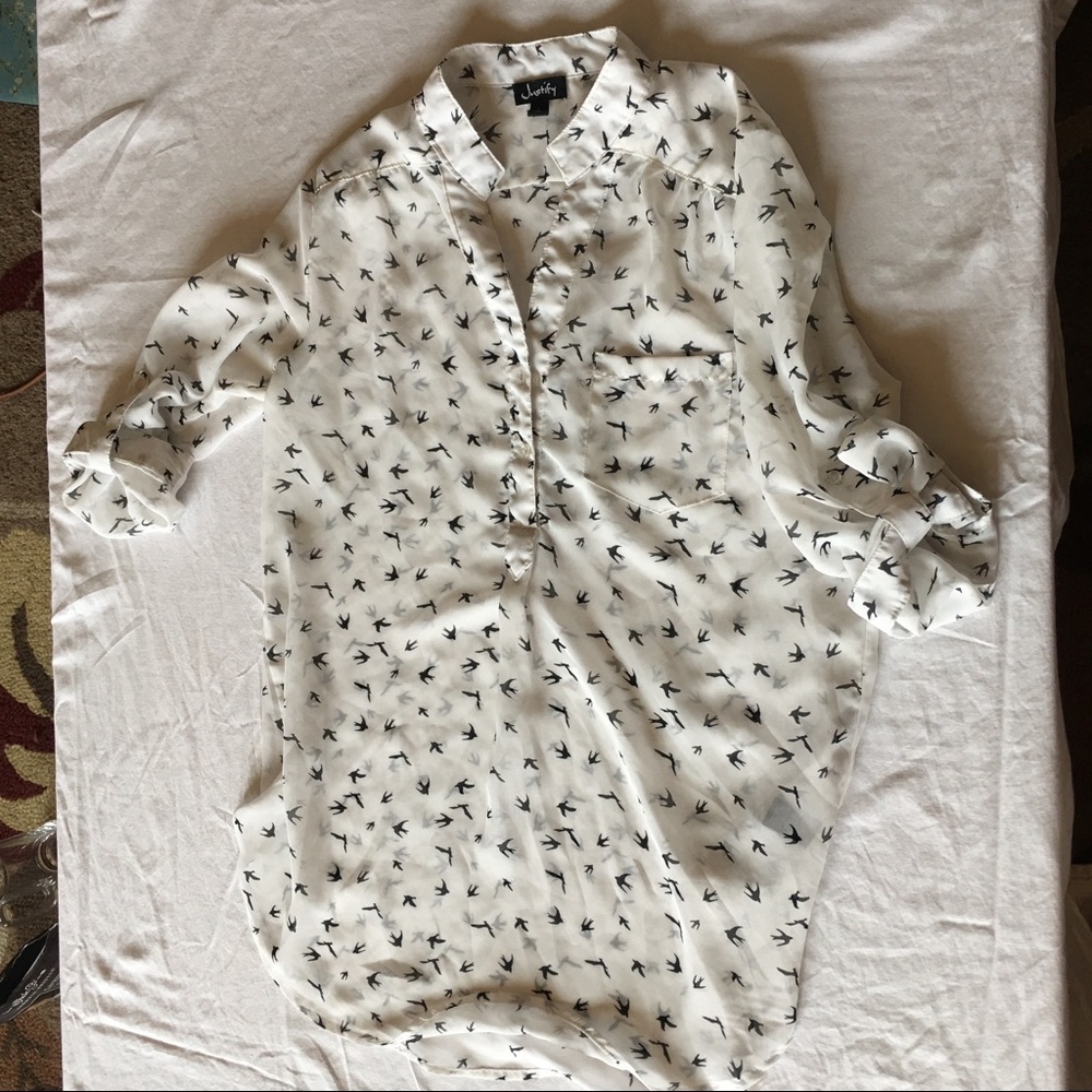 Long sheer half button down blouse
