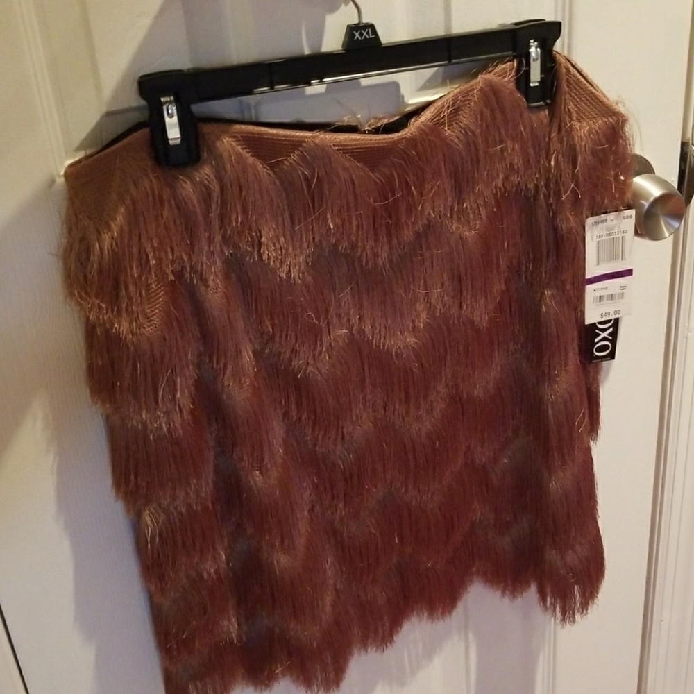 XOXO Gold Fringed Skirt