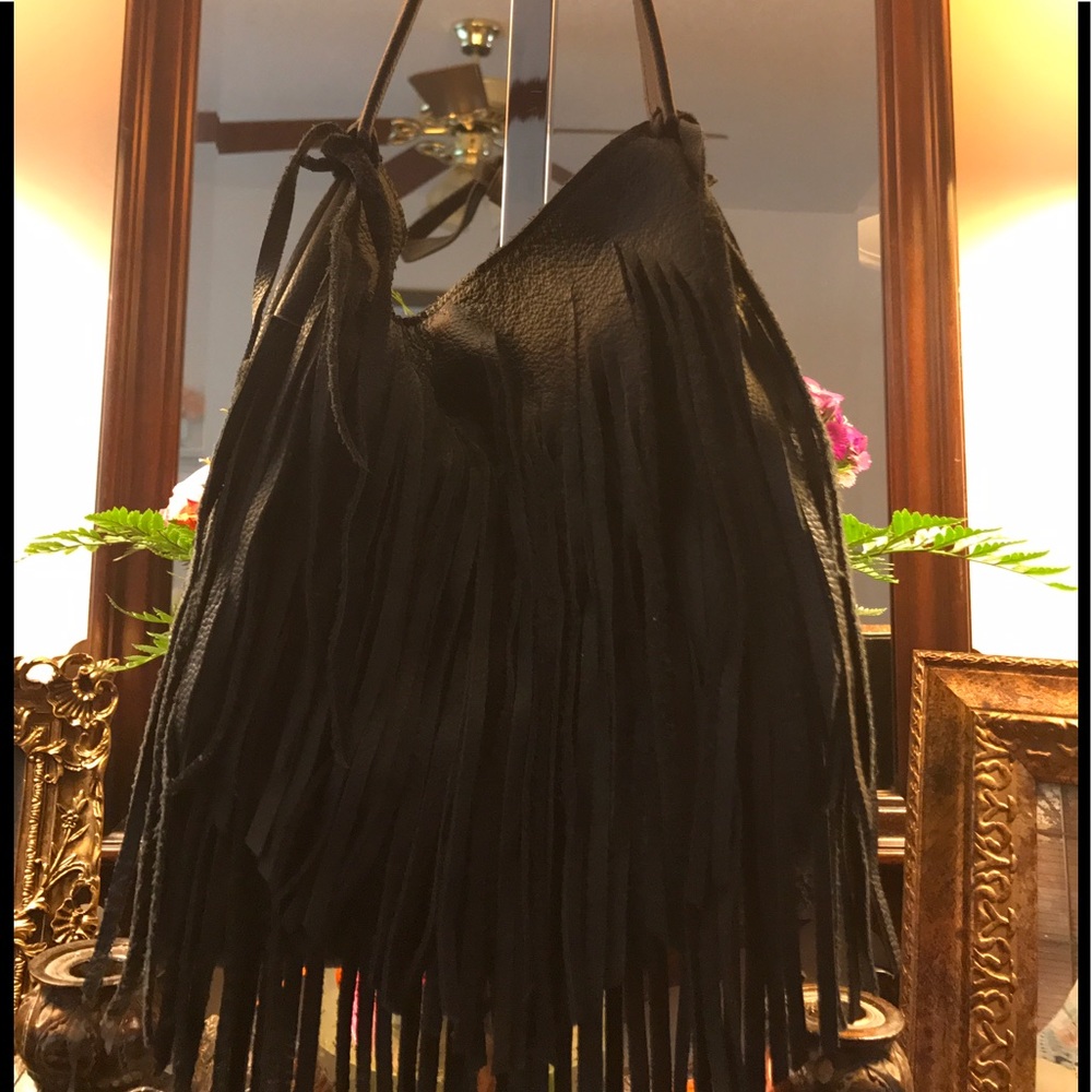 Fringe Leather Shoulder Bag