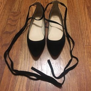 Vince Camuto suede ankle wrap flats