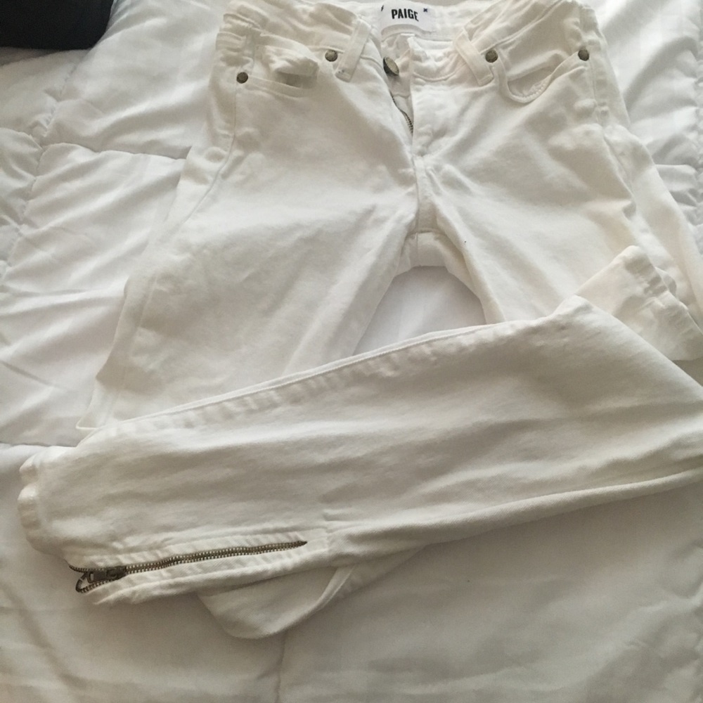 White ankle zipper Paige denim