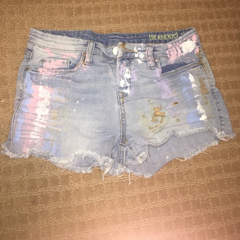 Splatter paint jean shorts