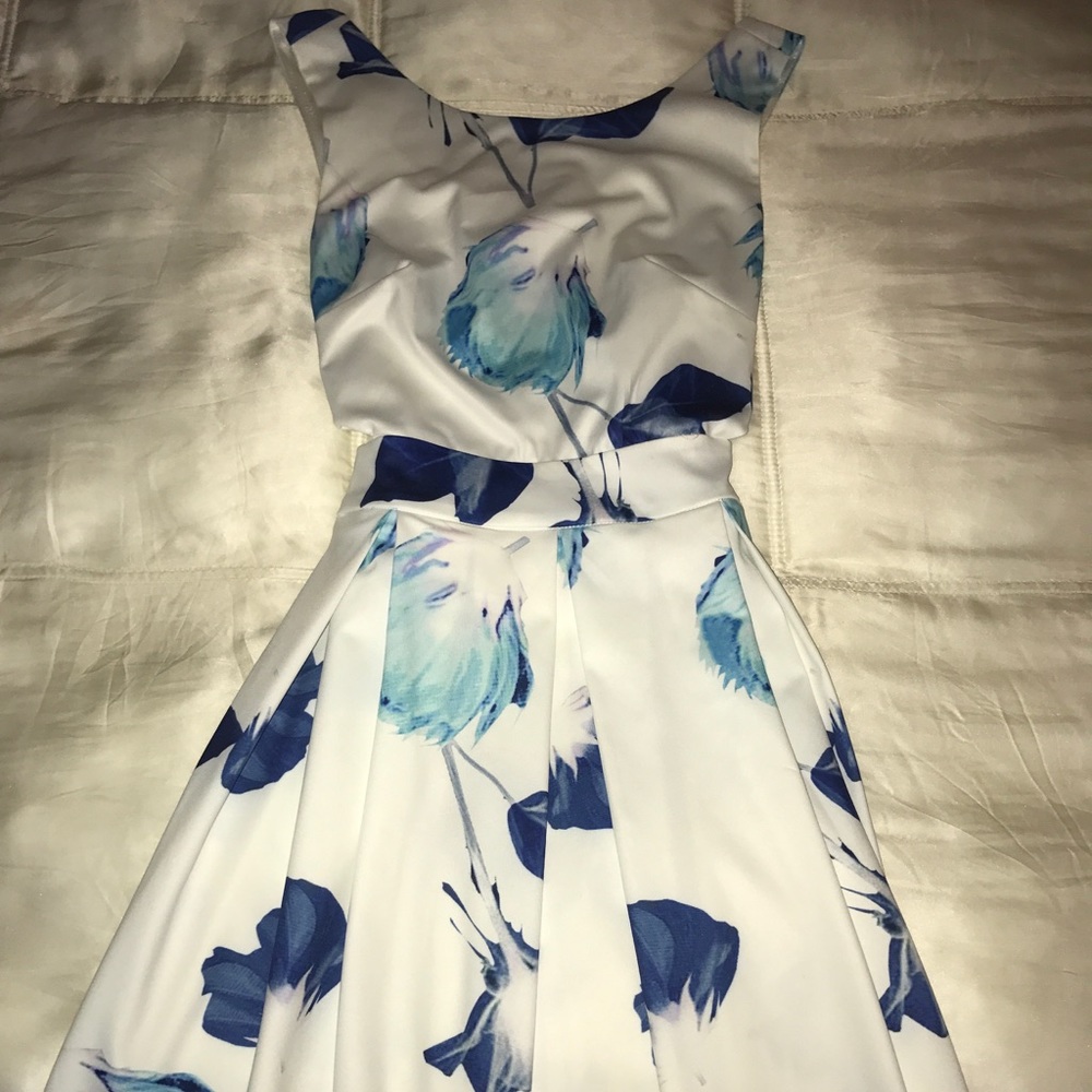 Blue and white floral dress