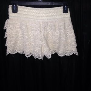 Tan lace shorts