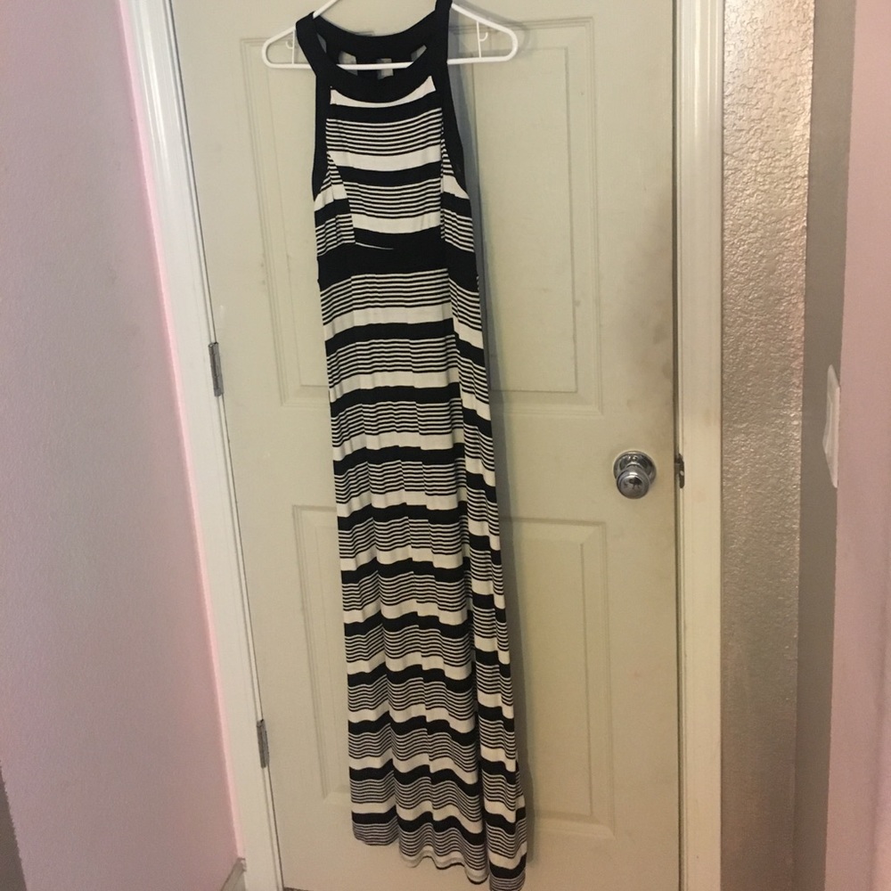 Black and white striped dress