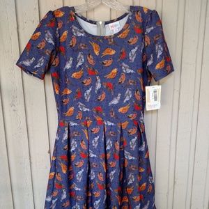 NWT Lularoe Amelia Purple Bird Dress S/M