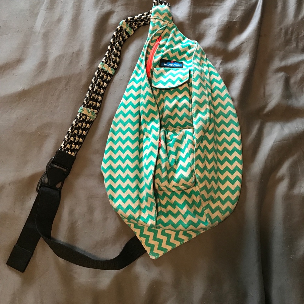 Kavu Rope Bag Green and White Chevron