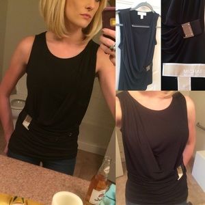 MK black tank w/ swoop to silver plate detail NWOT