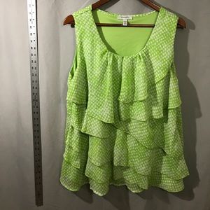 Dressbarn Lime Green Ruffle Tank