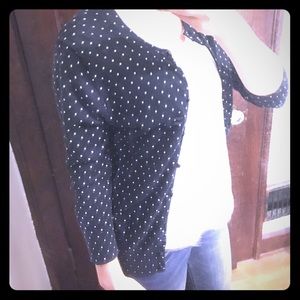 Navy polka dot j crew cardigan