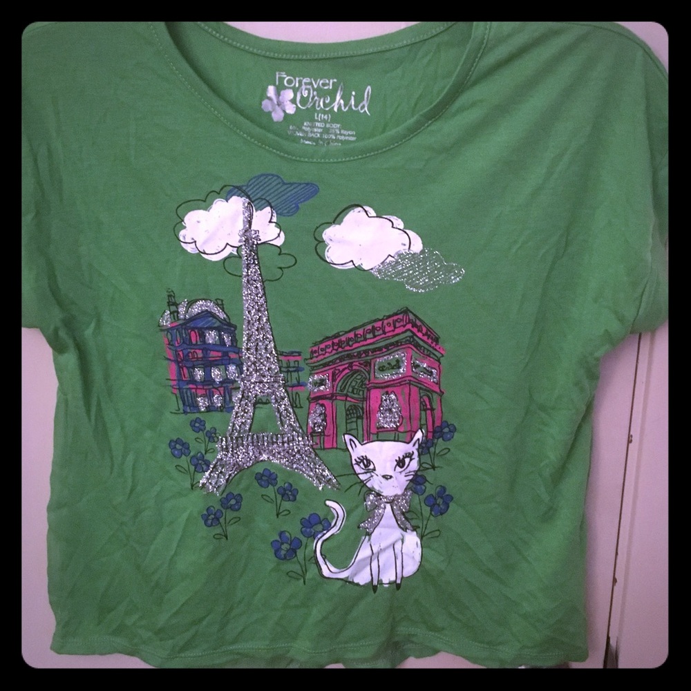 Forever Orchid Green cropped t-shirt for Girls