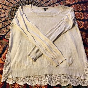 Cream Long Sleeved Sweater with Lace Back | A&E