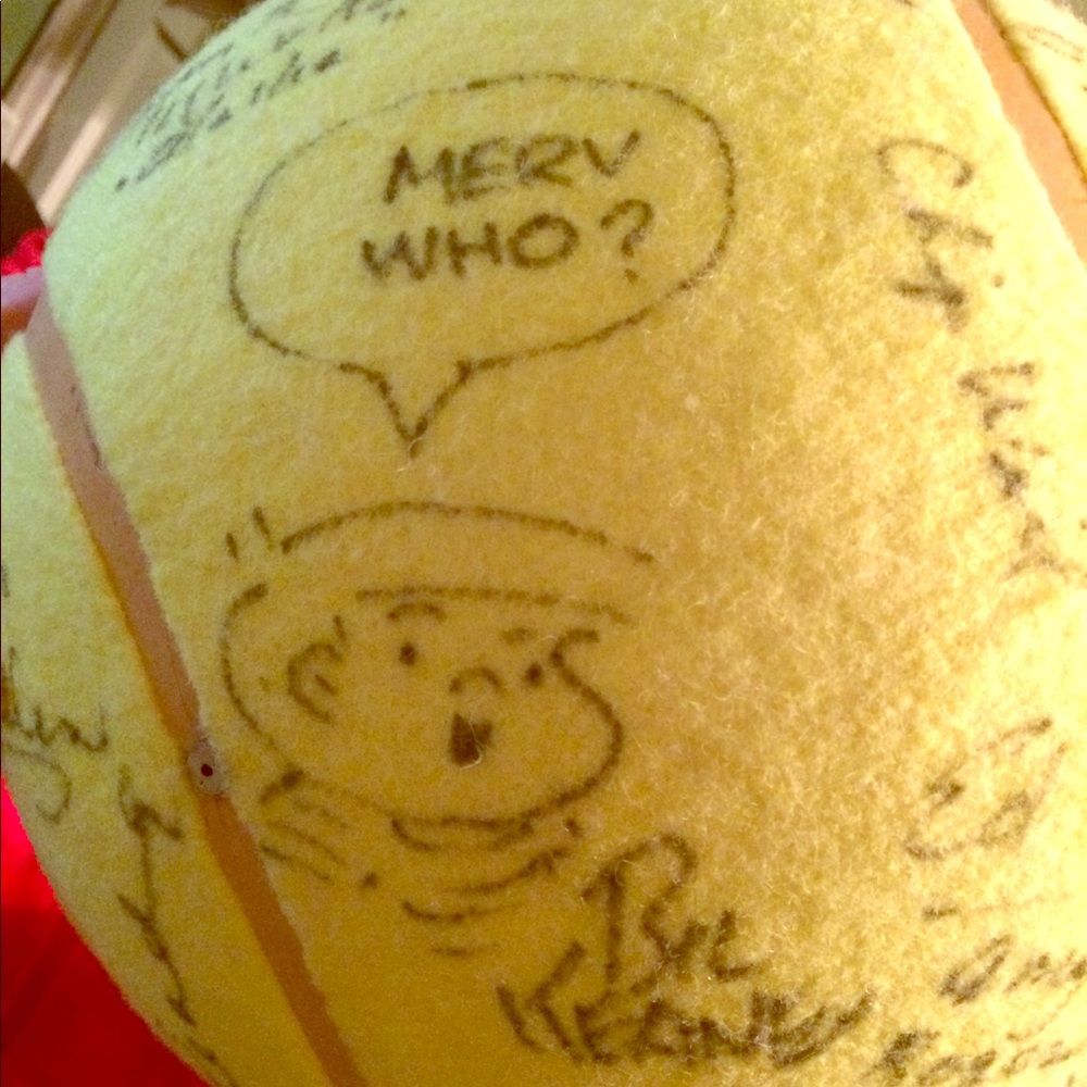 Oversize tennis ball with authentic signatures