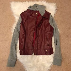 Red Leather Moto Jacket