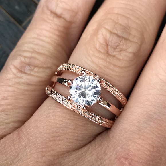 Jewelry - 18K Rose Gold Plated Engagement Wedding Ring Jewelry - 18K Rose Gold Plated Engagement Wedding Ring