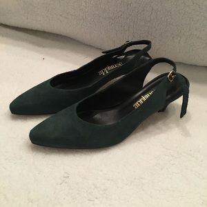 Hunter green suede heels