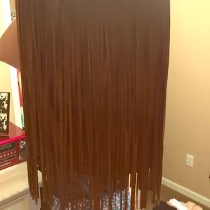 Brown Fringe Skirt,