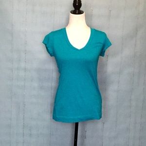 Teal V-Neck Casual Tee