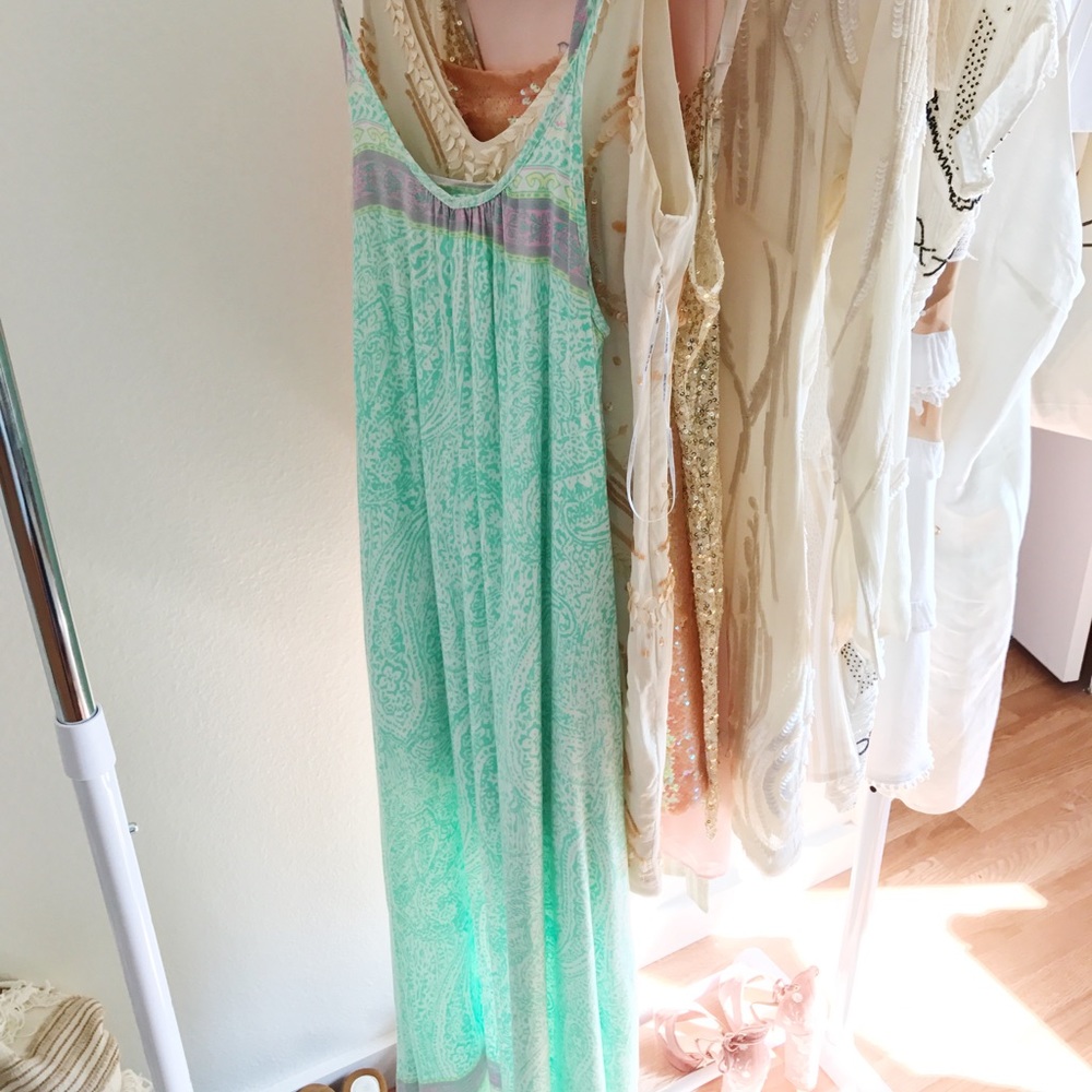 Turquoise print maxi dress