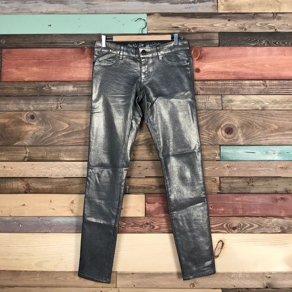 Express Denim - Express Metallic Bronze Coated Skinnies 6