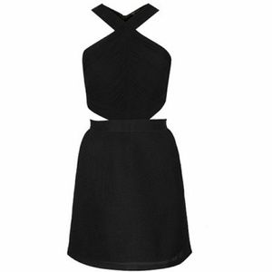 Topshop Ruched Halterneck Cut-Put Skater Dress