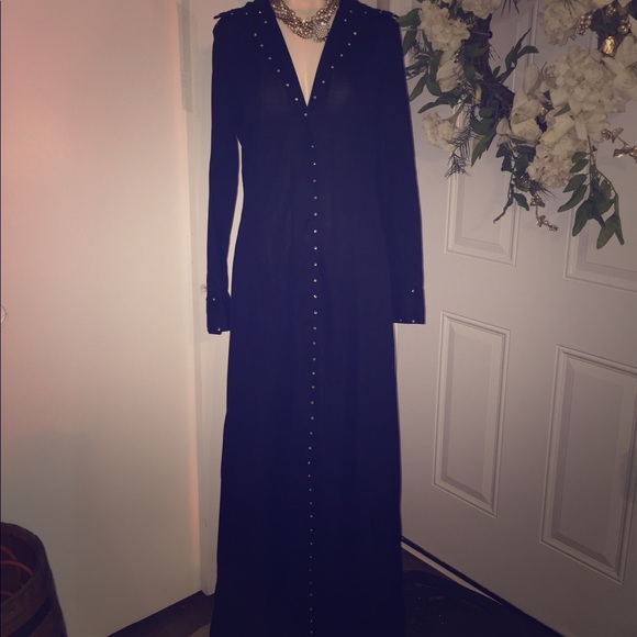 HAND MADE Dresses & Skirts - Vintage hand made black long dress rhinestones